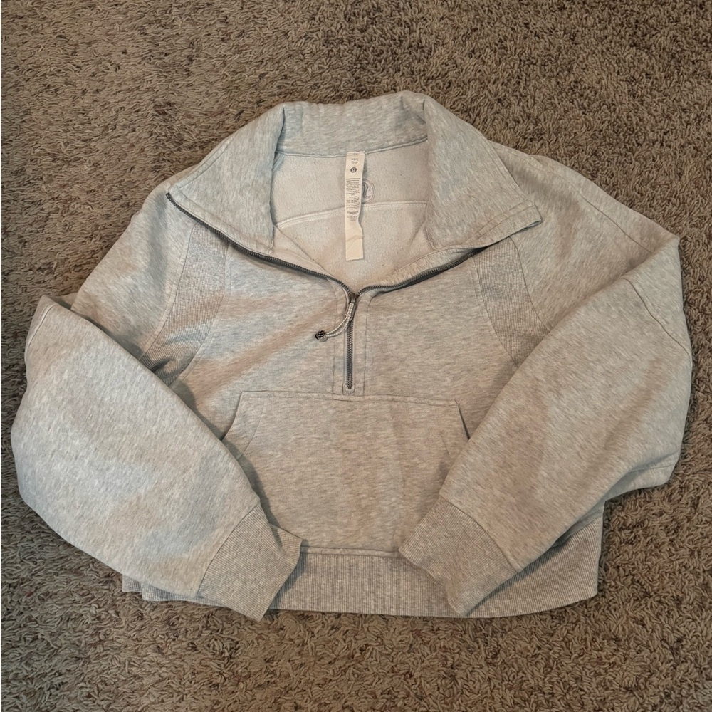 Lululemon Athletica Light Gray scuba oversized Quarter-Zip Pullover size XS/S